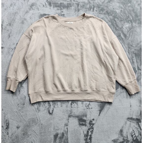 Maurices Tops - Maurices Sweatshirt Womens 2X Tan Crew Neck Gems Rhinestones Pullover Casual